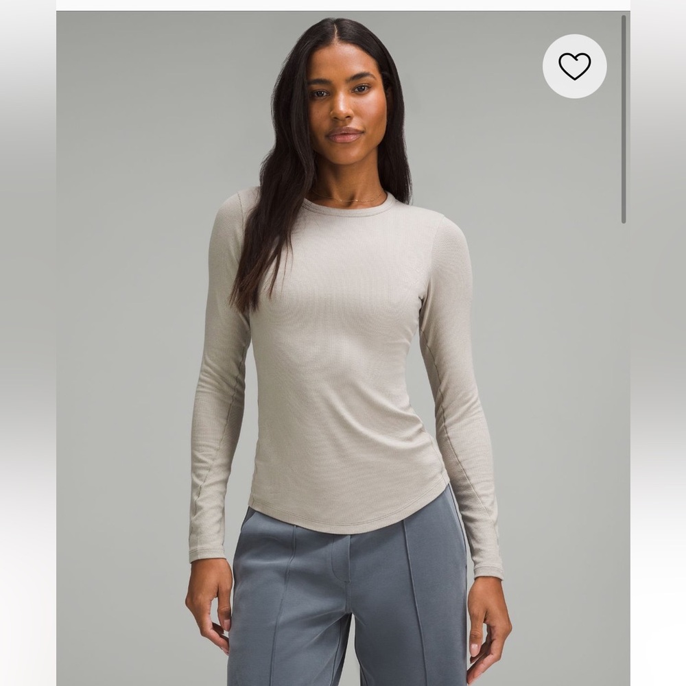 NWOT NEW LULULEMON Hold Tight Ribbed Fitted Long Sleeve Shirt Riverstone Khaki